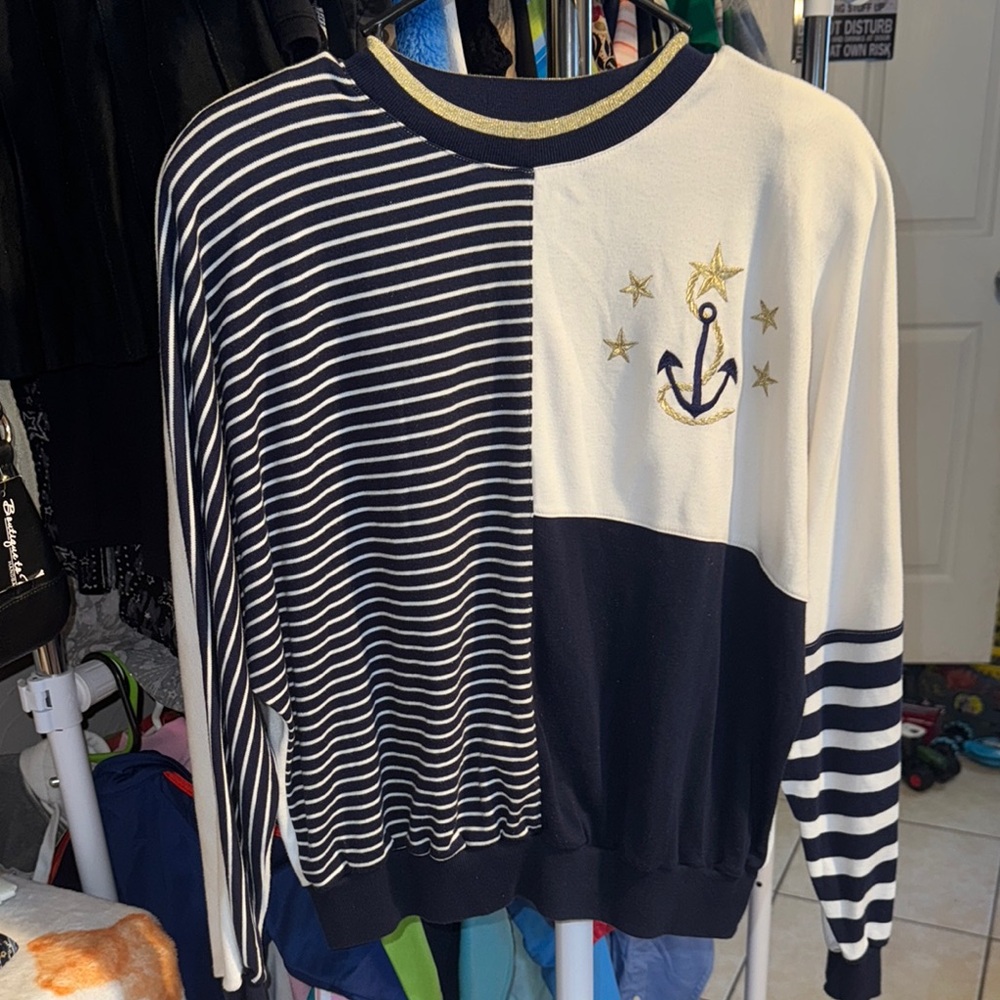 Nautical Striped Anchor Sweater